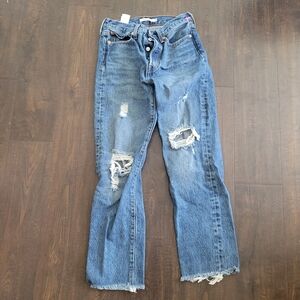 Levi’s Wedgie Fit Distressed Button Fly Jeans Size 27 X 28 Womens